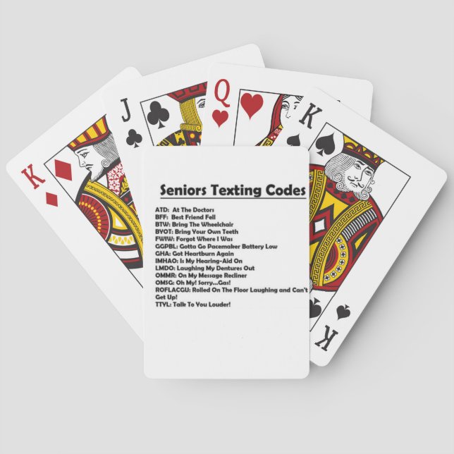 BARALHO **MAIS VELHO TEXTING FUN** JOGANDO CARTÕES (Verso)