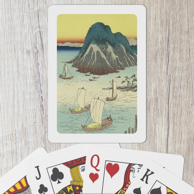 Baralho Maisaka, Japão: Impressão do bloco de madeira vene (Maisaka, Japan Playing Cards- Table View)