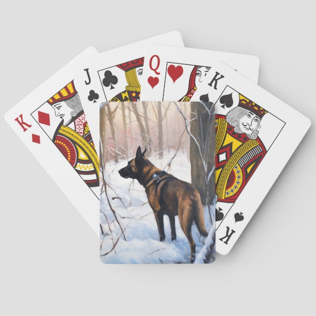 Baralho Malinois Belga Deixe Nevar Natal (Verso)