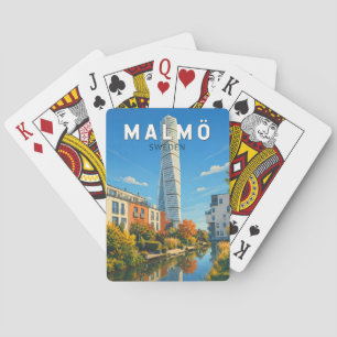 Baralho Malmo Ilustração Viagem Arte Vintage Suécia