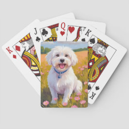 Baralho Maltese Dog Flower Field Painting Card