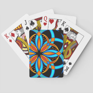 Baralho mandala laranja azul de arte digital monograma