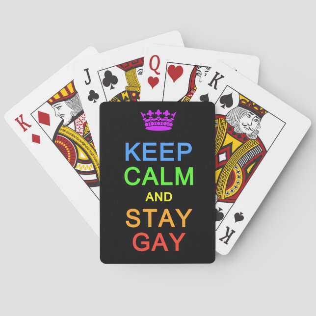 Baralho Mantenha a calma e permaneça Gay jogando cartas (Verso)
