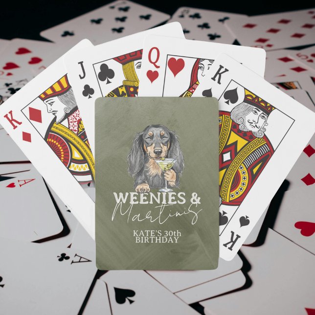 Baralho Mãos Desenhadas e Martinis Dachshund (Celebrate with these Hand Drawn Weenies and Martinis Dachshund playing cards!)