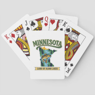 Baralho Mapa Antigo de Minnesota Terra dos 10000 Lagos