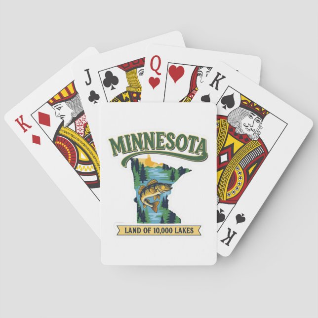 Baralho Mapa Antigo de Minnesota Terra dos 10000 Lagos (Verso)