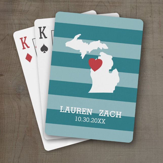 Baralho Mapa da Cidade do Estado de Michigan - Casamento P (Custom Michigan Playing Cards)