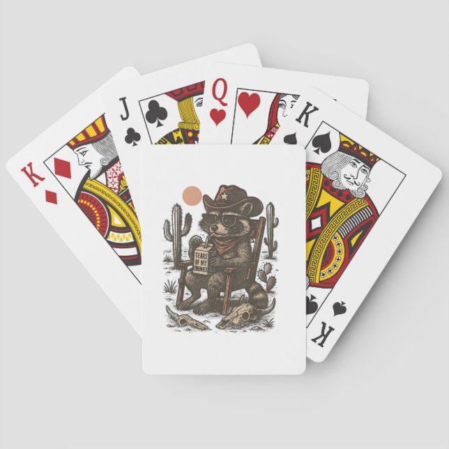 Baralho Mapache Cowboy Divertido Western  (Verso)