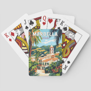 Baralho Marbella Espanha Illustration Viagem Art Vintage