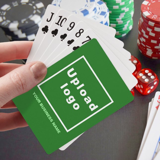 Baralho Marca comercial verde sobre placas de jogar (Green business brand on playing cards)