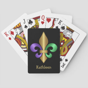Baralho Mardi Gras Fleur de Lis, Dourado e verde