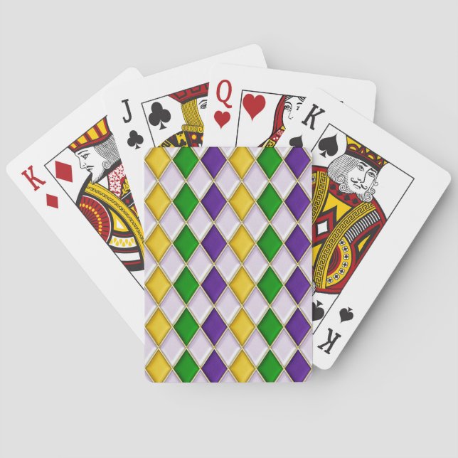 Baralho Mardi Gras Harlequin Diamond Pattern White (Verso)