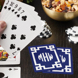 Baralho Marinho Azul Círculo Branco Monograma Chave grega 