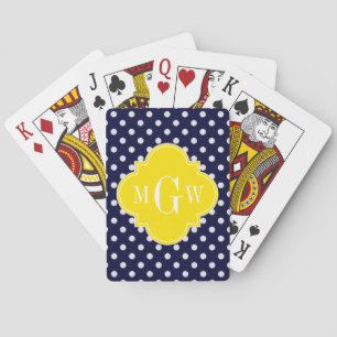 Baralho Marinho Bolinhas brancas Quatrefoil Amarelo 3 Mono