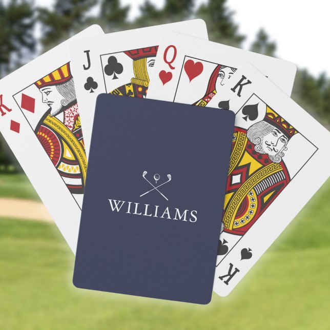 Baralho Marinho De Nomes Personalizados, Golfe Azul E Bran (Personalized Name Navy Blue And White Golf Clubs Playing Cards)