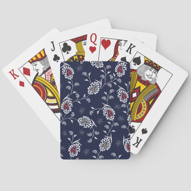 Baralho Marinho Paisley: Elegante Pattern Design. (Verso)