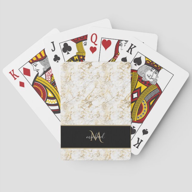 Baralho Mármore Dourado e Branco com Luxo de Monograma Pre (Verso)