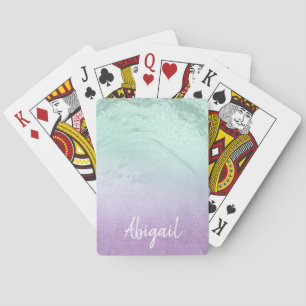 Baralho Mármore roxo e relâmpago de menta moderno