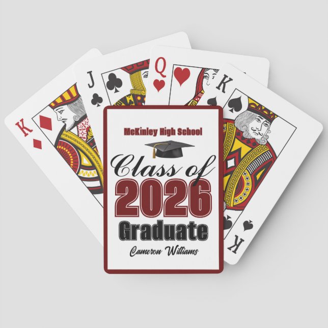 Baralho Maroon Class of 2026 Custom Graduation Party (Verso)