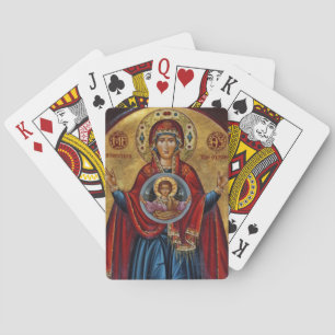 Baralho Mary do século XV icónica com criança do cristo