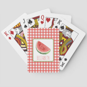 Baralho Melancia de Verão e Xadrez Vermelho de Gingham