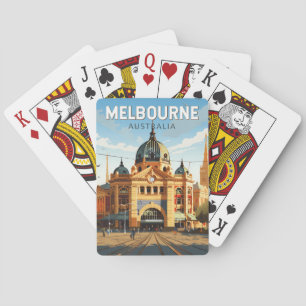Baralho Melbourne Austrália Viagem Art Vintage