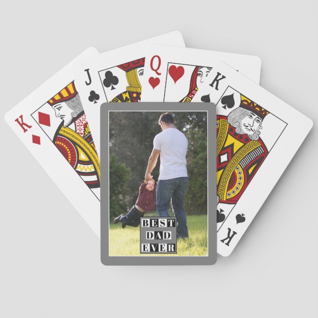 Baralho Melhor pai de fotos de Dia de os pais preto e bran (Verso)
