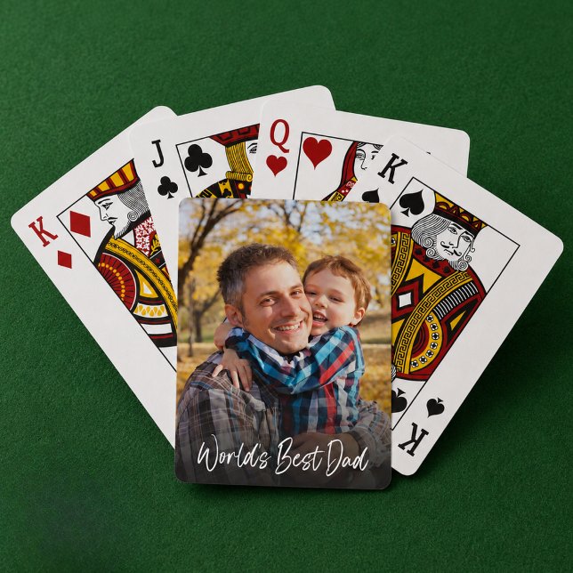 Baralho Melhor Pai do Mundo Foto Personalizada (worlds best dad photo poker playing cards with custom photo and gradient overlay father's day gift)