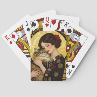 Baralho Menina Bonita e Gato Fofo Art Nouveau Gustav Klimt