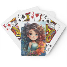 Menina bonita jogando cartas