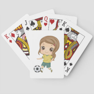 Baralho Menina Jogando Futebol Esportes Adoráveis para Cri