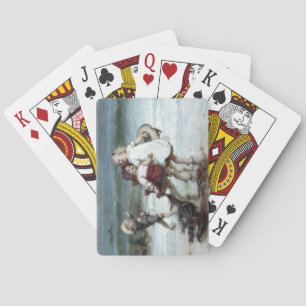 Baralho Meninas fingindo ser cavalos na praia