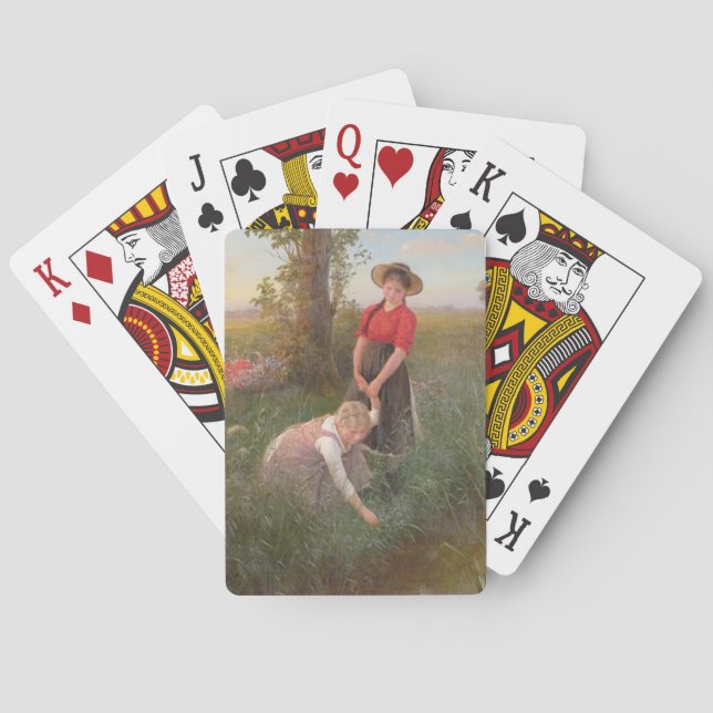 Baralho Meninas Jovens Escolhendo Flores (Verso)