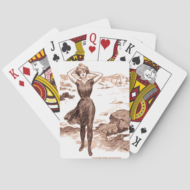 Baralho Mermaid Beach Gibson Girl Victorian Antiguidade (Verso)