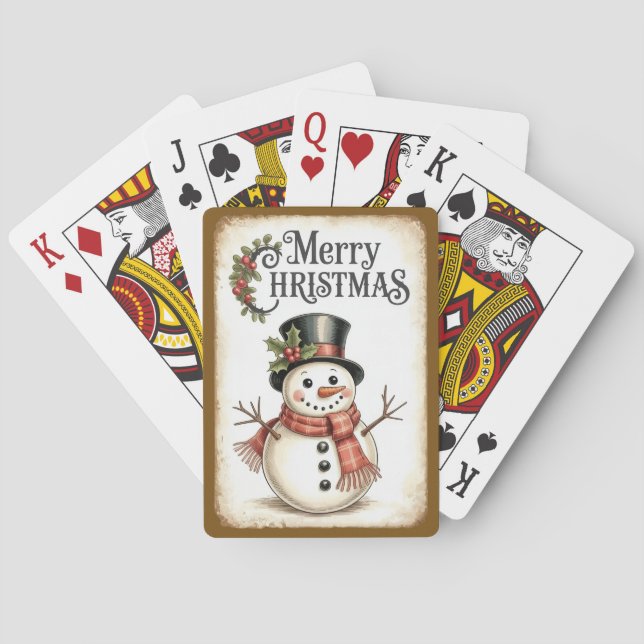 Baralho Merry Christmas Snowman Poker Playing Cards (Verso)