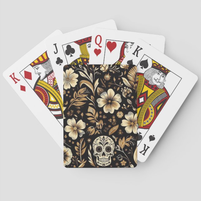Baralho mexican dead and floral black art Poker (Verso)