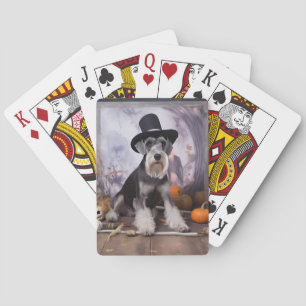 Baralho Miniature Schnauzer Abóboras Halloween Assustador 
