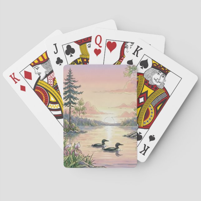 Baralho Minnesota Lake Sunset with Loons, Playing Cards (Verso)