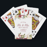 Baralho Mistletoe Manor O Novo Sr. e Sra. Recém-Casados<br><div class="desc">Mansão de Visco Aquarela com Rosas de Inverno Exuberantes, Desenho com Flores Pintadas à Mão, Folhas de Frutas de Azevinho, Folhagem de Galho de Pinheiro e Pinceladas de Aquarela. Marsala Colorido, Vinho Tinto Merlot, Borgonha, Creme de Marfim e Verde. Com Tipografia Chic Swirly com Fontes de Letra de Pincel e...</div>