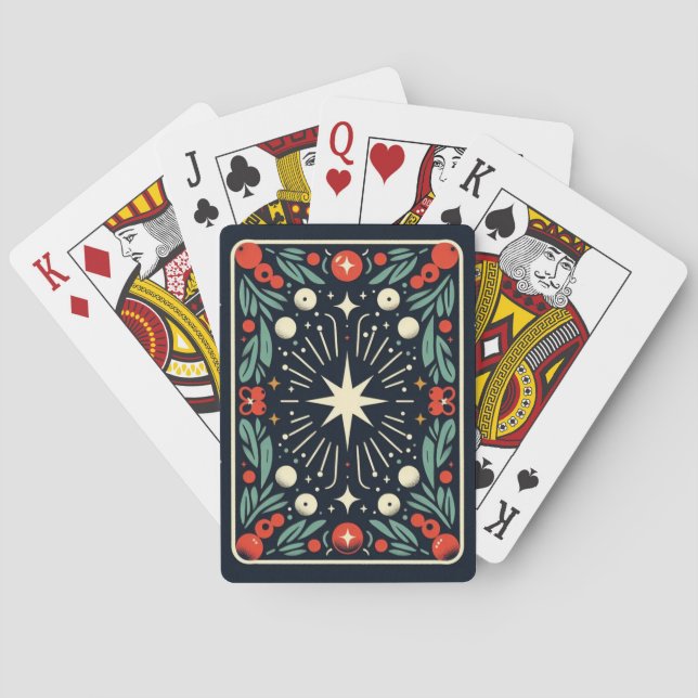 Baralho Mistlletoe Holly berry star Border Poker Cards (Verso)