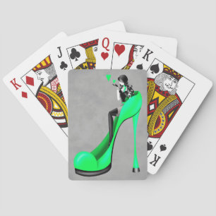 Baralho Moça Moda em Stiletto Green Playing Cards