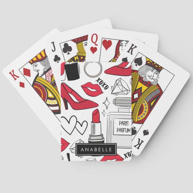 Baralho Moda, Lábios, saltos altos, Stiletto, Seu Nome (Verso)