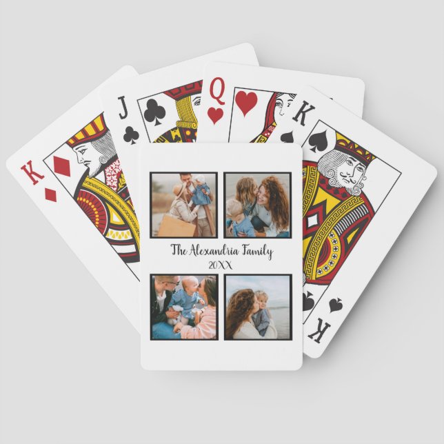 Baralho Modelo de colagem de fotos da família 4 personaliz (Verso)