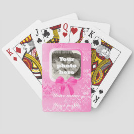 Baralho Modelo de foto ao quadrado no damask rosa