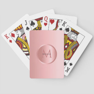 Baralho Modelo Elegante rosa Dourado Monograma