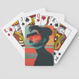 Baralho Moderna Trendente Mulher Retrora Cartões De Jogada