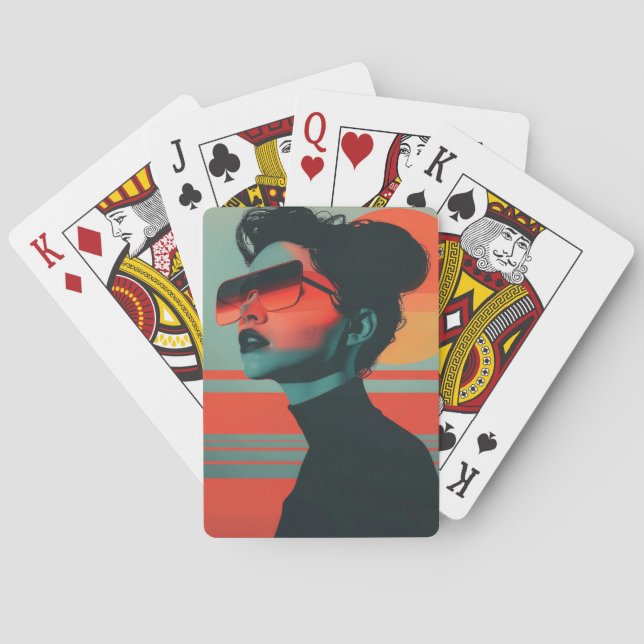 Baralho Moderna Trendente Mulher Retrora Cartões De Jogada (Verso)