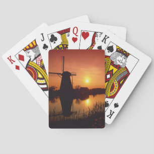 Baralho Moinhos de vento ao pôr do sol, Kinderdijk, Holand