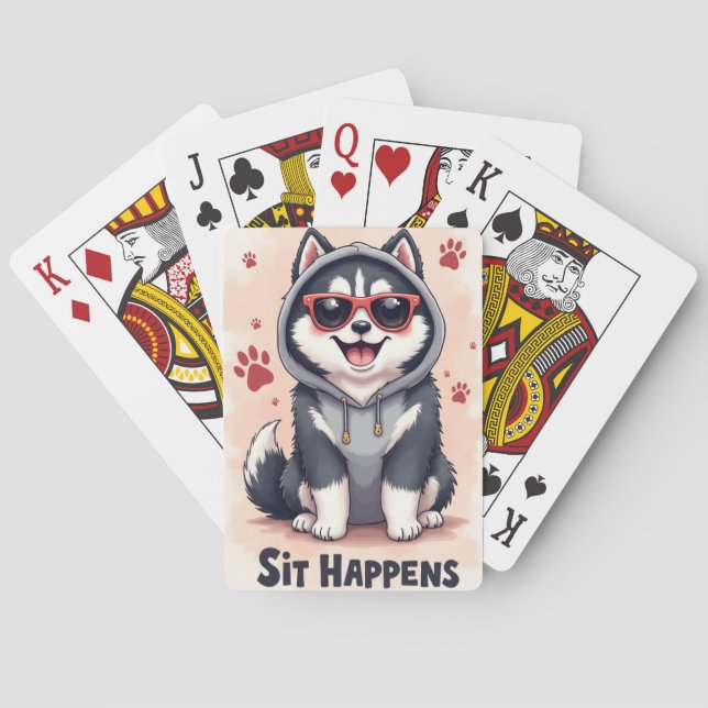 Baralho Moletom de Óculos de Sol de Alaskan Malamute Engra (Verso)