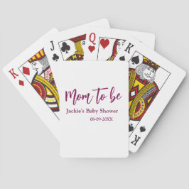 Baralho Mom to be baby shower name date pink simple minima